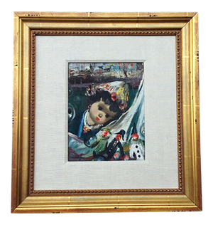 1960s Vintage Jean Cologero "Fille Avec Les Poupée" Painting