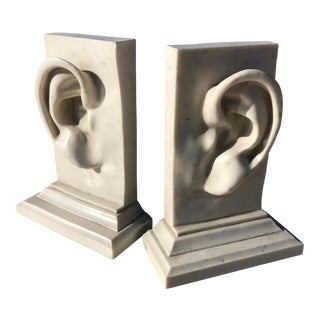 1980s C2C Designs Postmodern Resin Ear Bookends - a Pair For Sale
