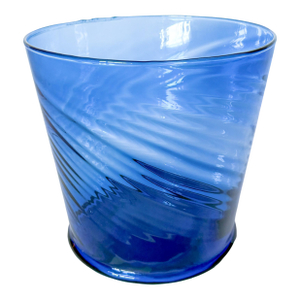 Vintage Mexican Large Cobalt Optic Blown Glass Champagne Cooler Ice Bucket