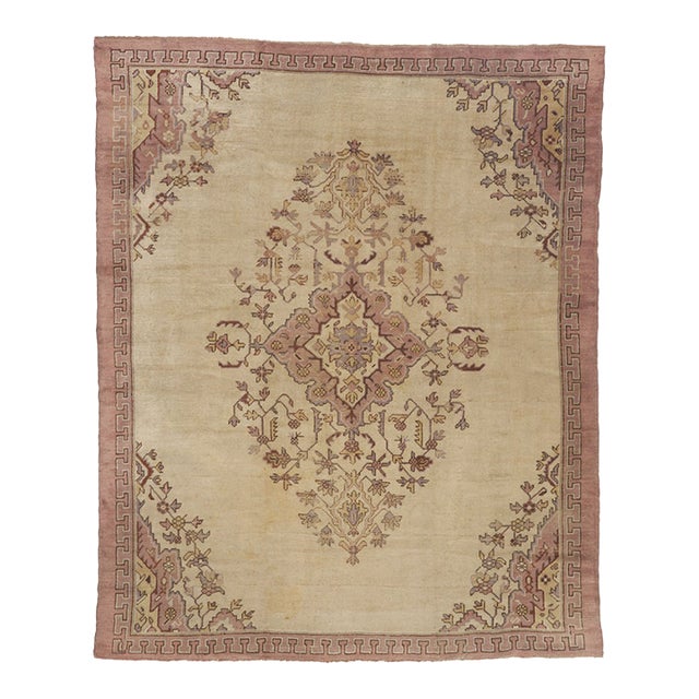 Antique Turkish Oushak Rug, 08'03 X 10'02 For Sale