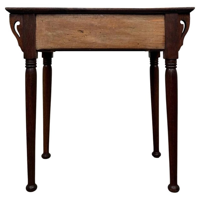 Gold Antique English Art Nouveau Oak Side Table For Sale - Image 8 of 12