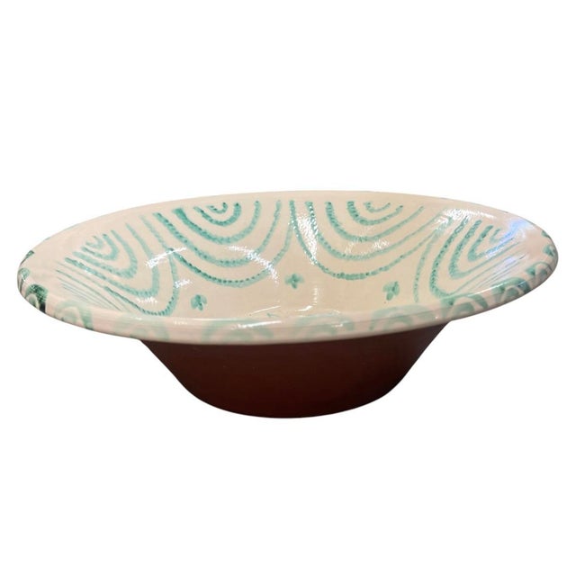 Spanish Fajalauza Ceramic Lebrillo With Emerald Green Avian Motif For Sale - Image 4 of 8