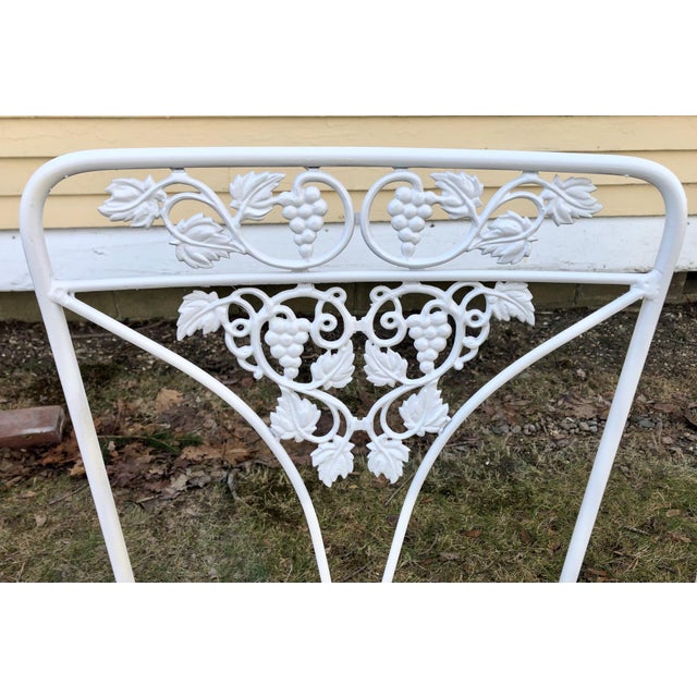 Woodard Mid Century Grapevine Pattern White Wrought Iron Dining Set