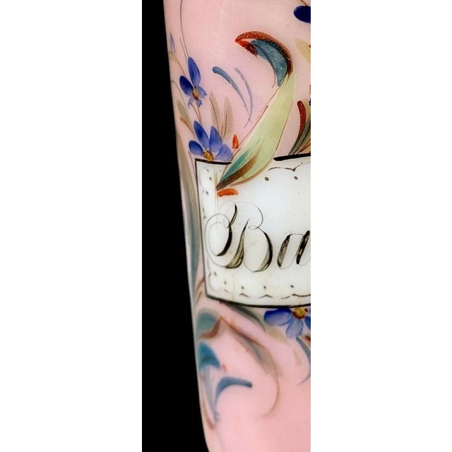 Victorian Glass Antique Barber Bottle Hand Painted Flowers For Sale - Image 10 of 16