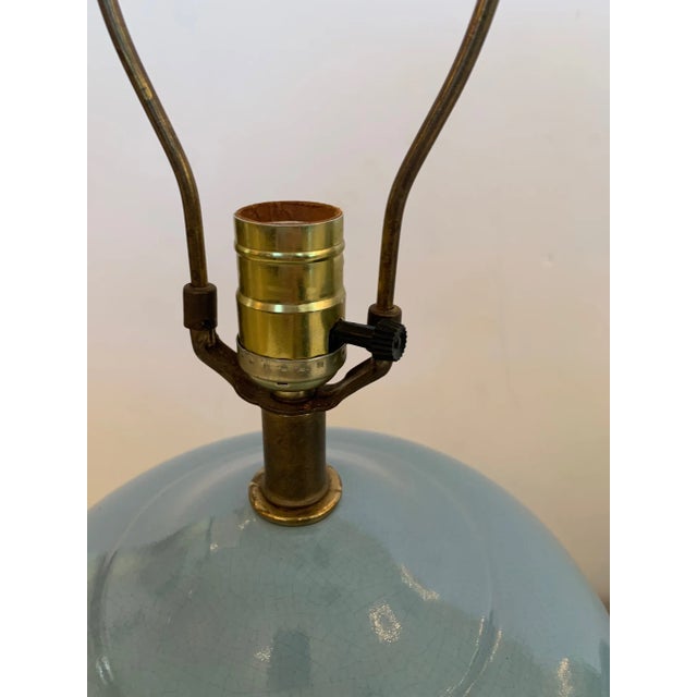 Ceramic Mid-Century Modern Grey Blue Pottery Table Lamps -A Pair For Sale - Image 7 of 9