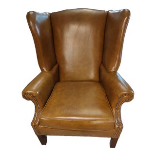 Late 20th Century St. Timothy Chair Co. Hickory Nc Nailhead Vinyl Wingback Chair For Sale