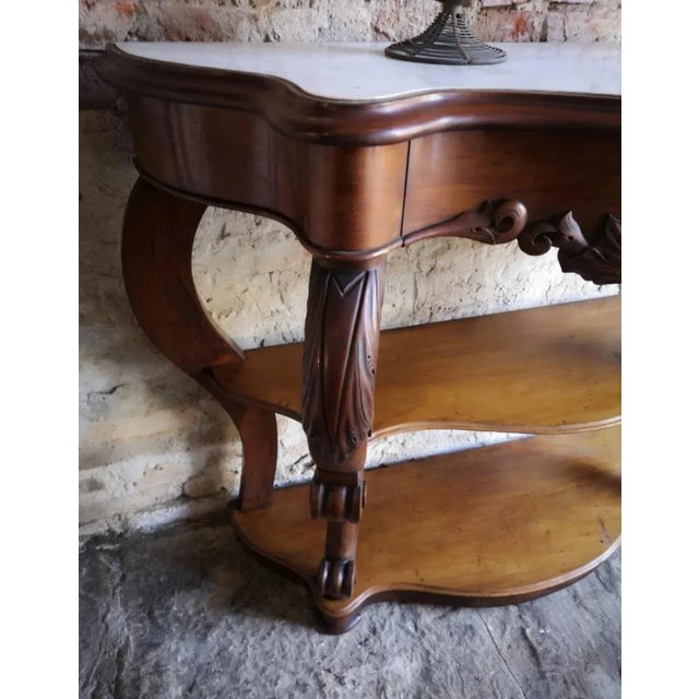 Antique French Empire Napoleon III Console Table in Mahogany, 1860 For Sale - Image 9 of 18