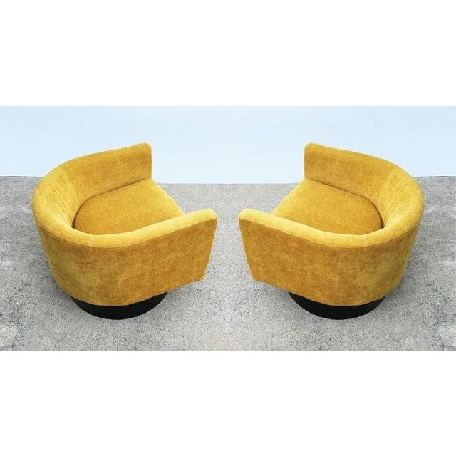 Canary Yellow Milo Baughman Barrel Back Swivel Chairs - A Pair For Sale - Image 8 of 10