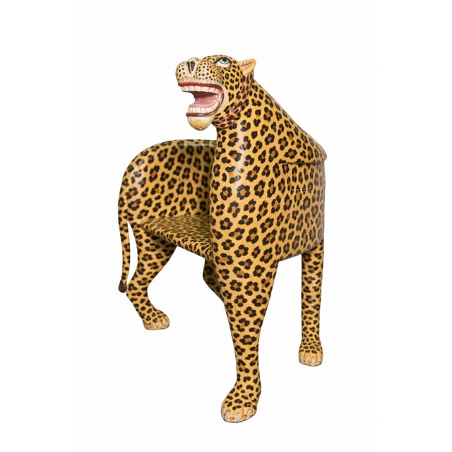 This striking vintage wooden bench is masterfully carved in the form of a Tiger, complete with a sculpted head and tail,...