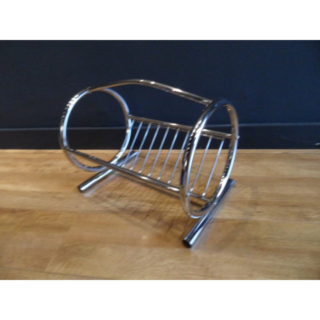 Silver Vintage Chrome Magazine Rack, 1960s For Sale - Image 8 of 8