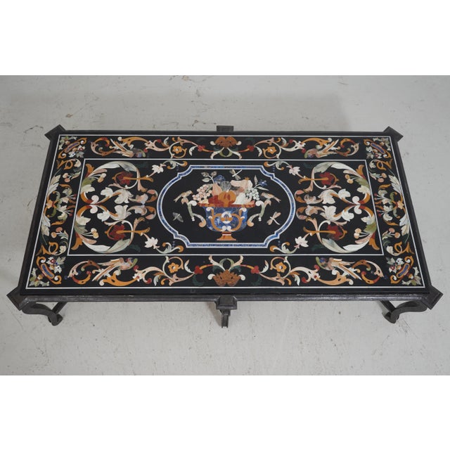 Italian Italian Pietra Dura Style Large Rectangular Marble Inlaid Coffee Table For Sale - Image 3 of 17