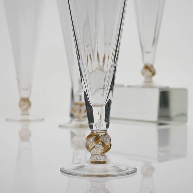 Hexagonal Flutes with Gold Inserts by Cenedese, Set of 5 For Sale - Image 18 of 18