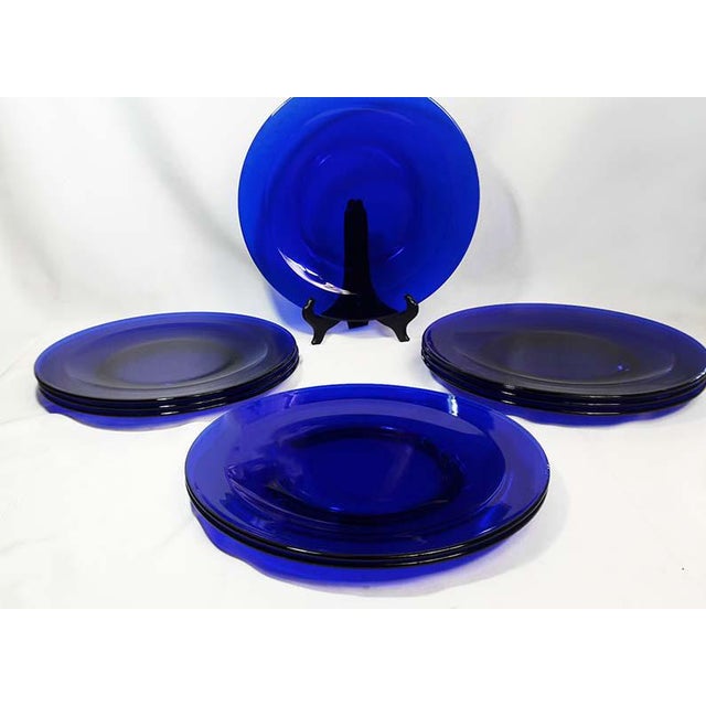 Vintage Cobalt Blue Glass Charger Plates Set of 9 Chairish