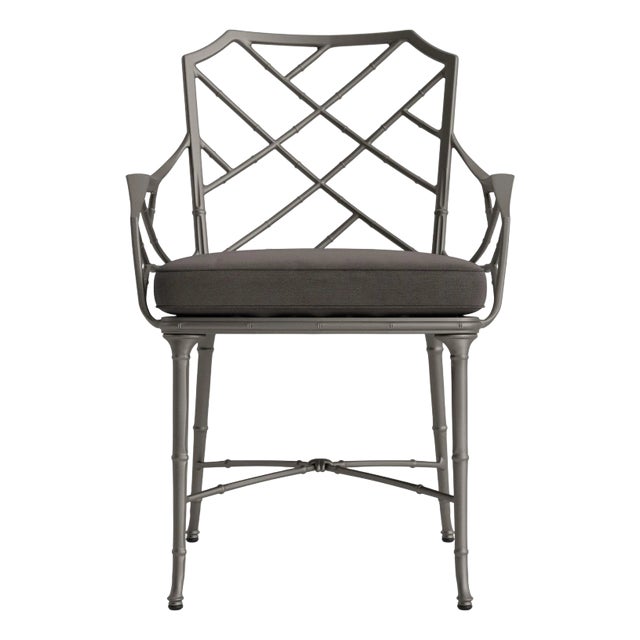 Brown Jordan Calcutta Arm Chair, Mica frame with Fusion Charcoal fabric For Sale