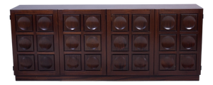 Brutalist Sideboard in Stained Mahogany, Belgian, 1970s