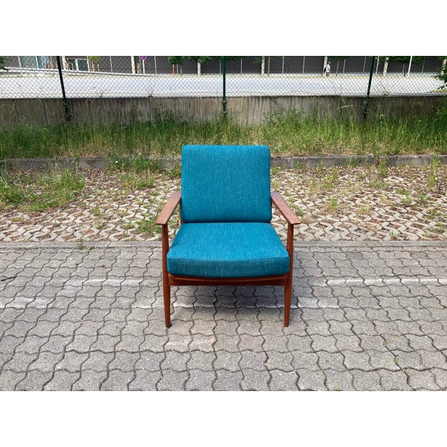 Wood Mid-Century Petrol and Teak Easy Chair from Wilhelm Knoll Antimott, 1965 For Sale - Image 7 of 18