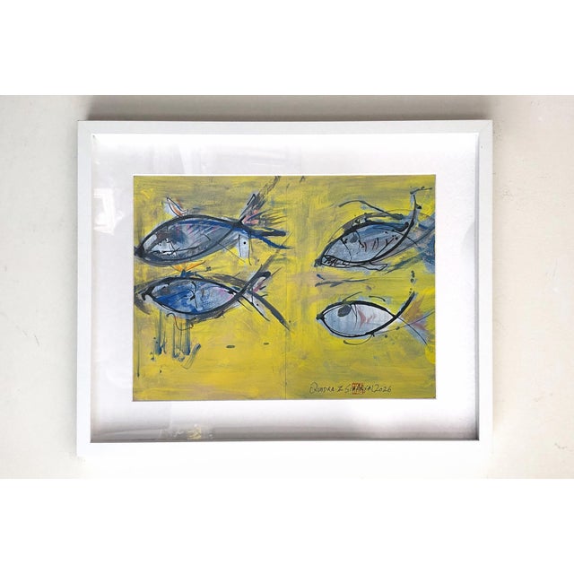 2020s Quadra. II White Framed Surreal Fish Painting For Sale - Image 5 of 5