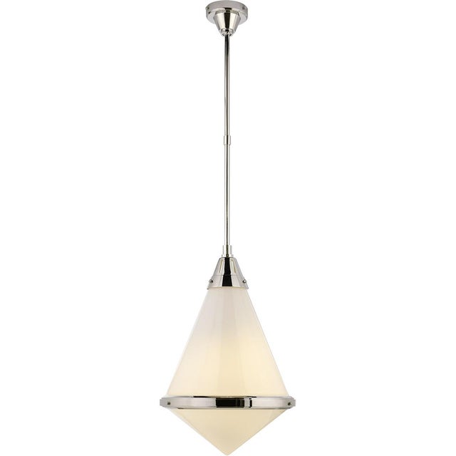 Modern Thomas O'Brien for Visual Comfort Signature Gale Large Pendant in Polished Nickel with White Glass For Sale - Image 3 of 4