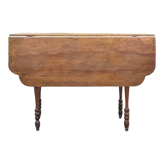 Vintage Boho Scalloped Plank Drop Leaf Dining Table | Chairish