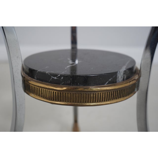 Regency Style Steel & Brass Marble Top Occasional Table For Sale - Image 10 of 13