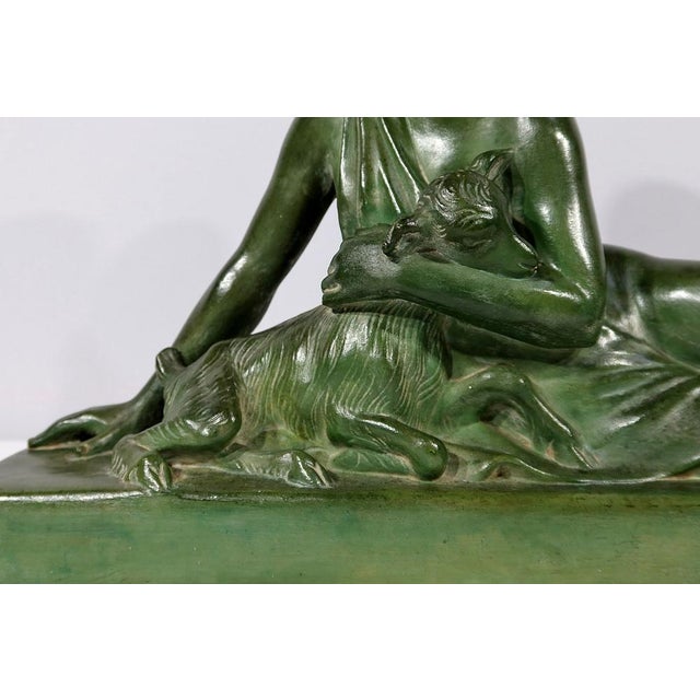 Art Deco Sculpture of La Demoiselle et le Chevreau by A. Godard, Early 1900s For Sale - Image 9 of 18