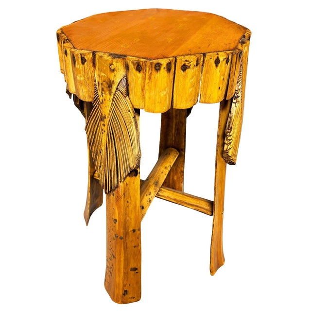 Traditional 1950s Restored Mid-Century Hawaiian Split Bamboo Side Drinks Table W/ Koa Wood Top For Sale - Image 3 of 9