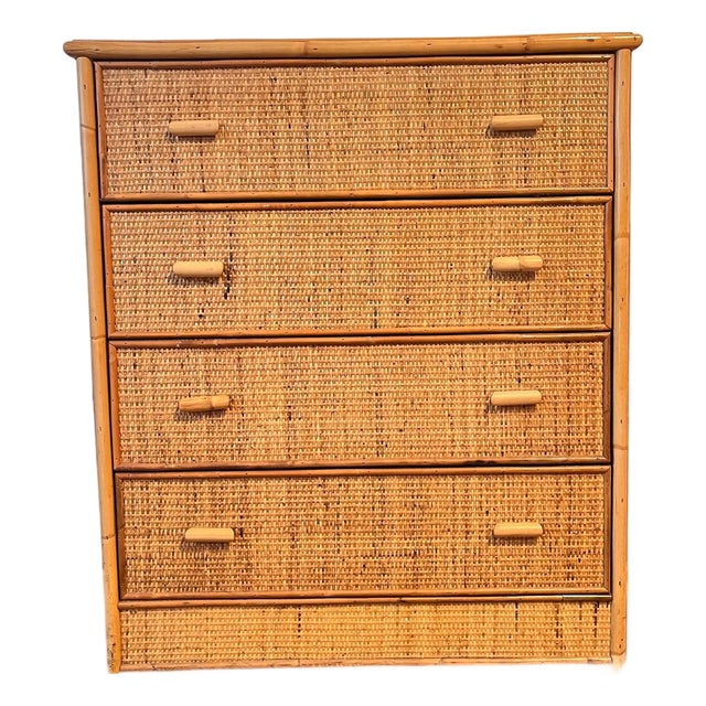 Vintage Wicker Chest of Drawers with Gallery Top For Sale