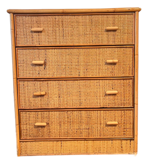 Vintage Wicker Chest of Drawers with Gallery Top