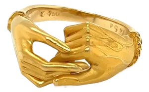 Carrera Y Carrera 18k Yellow Gold Emerald His & Her Hands Ring, Size 5.5