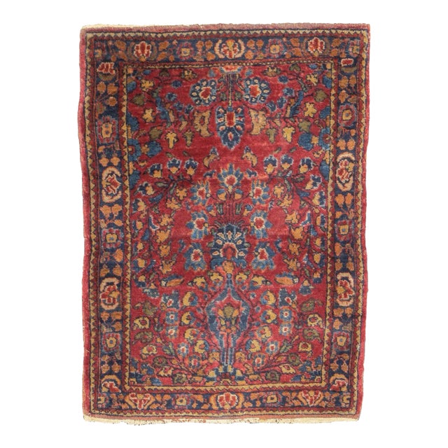 Antique Persian Sarouk Rug 2'0" X 2'7'' For Sale
