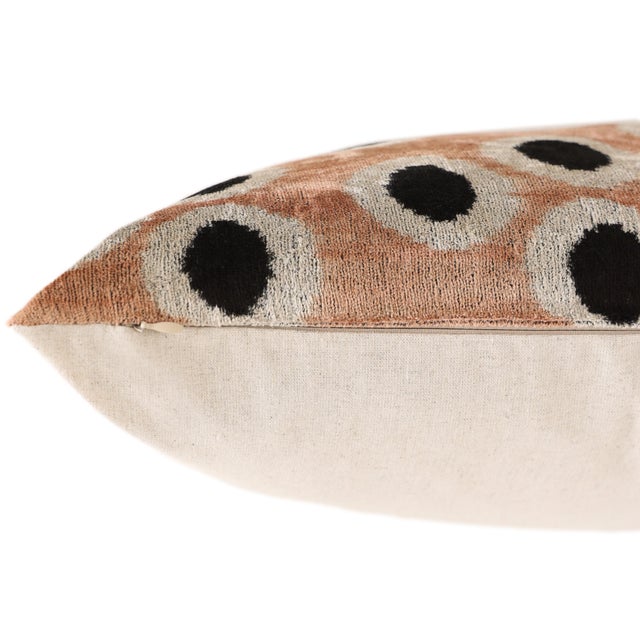 Taupe Polka Dot Silk Velvet Lumbar Pillow 16x24 | Handmade Designer Accent Pillow For Sale In San Francisco - Image 6 of 8