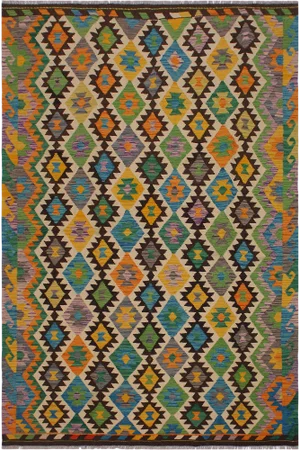 Shabby Chic Kilim Hand-Woven Wool Rug - 5′10″ × 8′4″