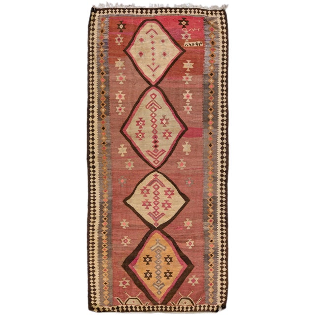 1960s Vintage Turkish Kilim Rust Handmade Tribal Wool Rug For Sale - Image 10 of 10