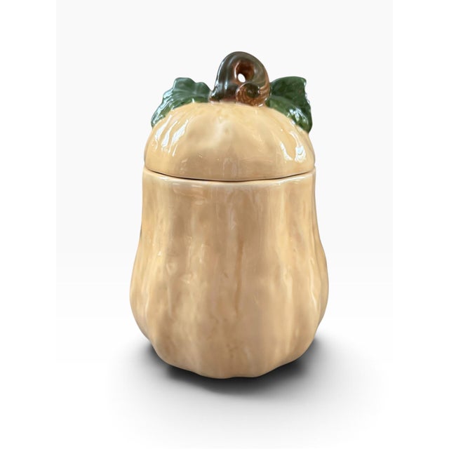 Vintage 1990 Hearth & Home Designs ceramic squash cookie jar with a sculptural vegetable form and removable lid. Made in...