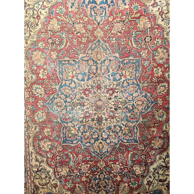 19th Century Persian Kerman Lavar Rug, Hand-Knotted Wool, Floral Pattern, Red & Ivory, 8x11 For Sale - Image 18 of 18