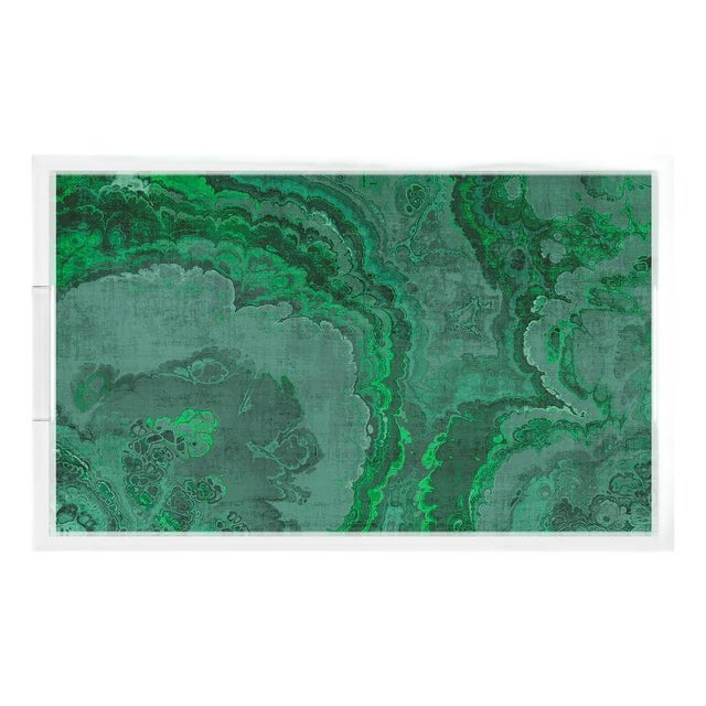 Agate Malachite Acrylic Rectangle Decorative Tray, Medium For Sale