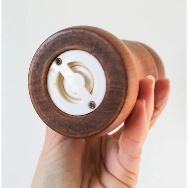 Wood Vintage Hand Turned Cherrywood Salt Shaker & Pepper Grinder Combo For Sale - Image 7 of 9