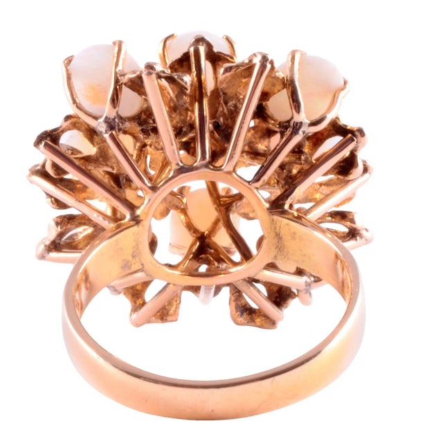 Brutalist 1950-60s Oval Opal Cocktail Ring Size 6.5 For Sale - Image 3 of 5