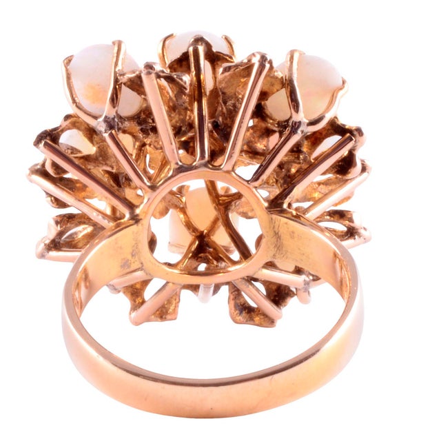 1950s Oval Opal Cocktail Ring Size 6.5 For Sale - Image 4 of 7