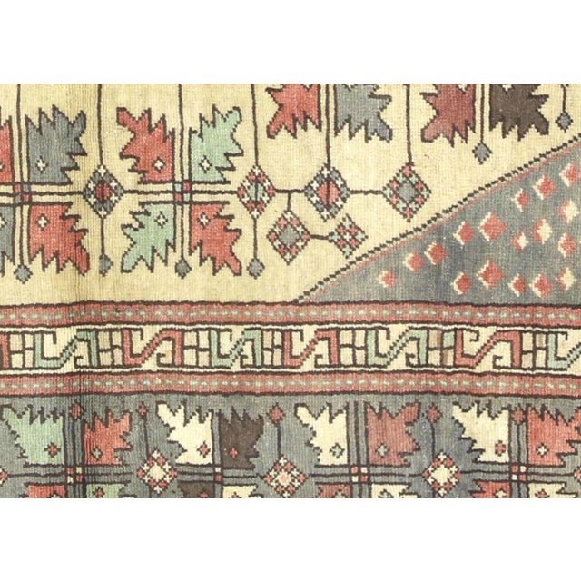 1960s Turkish Oushak Rug. Handwoven with wool on wool foundation in the Oushak region of Western Turkey. The Anatolian...