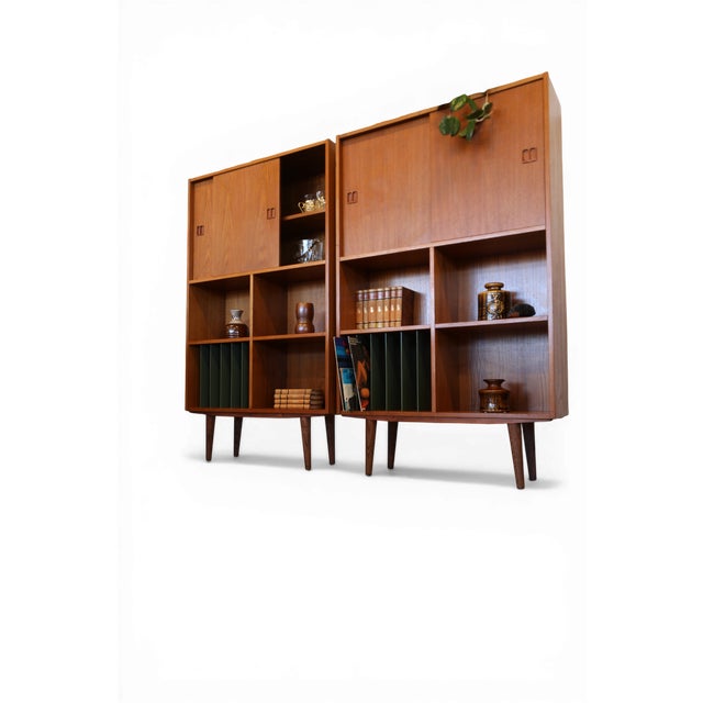 Danish High Bookcase in Teak with LP Storage, 1960s For Sale - Image 10 of 16