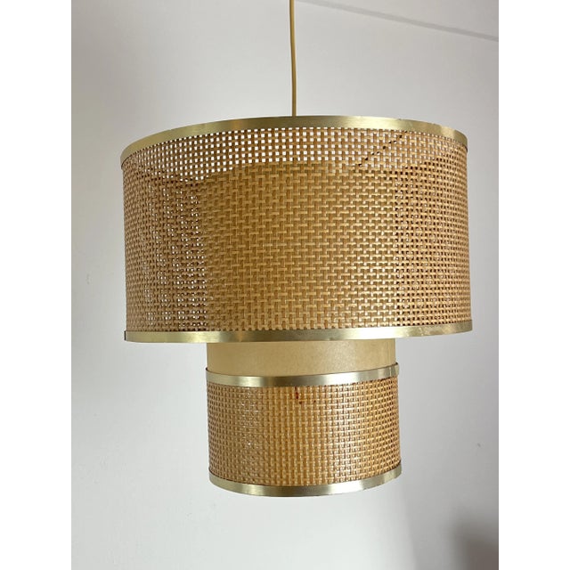 Vintage Italian Rattan Chandelier, 1970s For Sale - Image 6 of 9