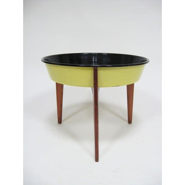 Mid-Century Modern Danish Teak Catch-All/Planter With Enamel Bowl For Sale - Image 3 of 7