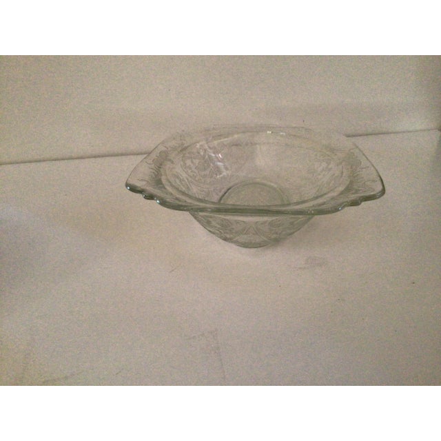 Transparent Federal Glass Madrid Etched & Clear Bowls - Set of 3 For Sale - Image 8 of 10
