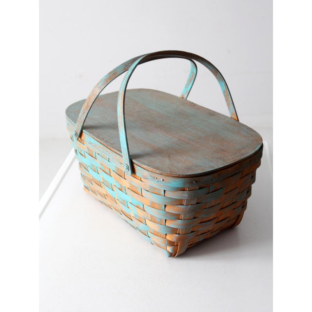 Vintage Splint Weave Picnic Basket For Sale - Image 10 of 10