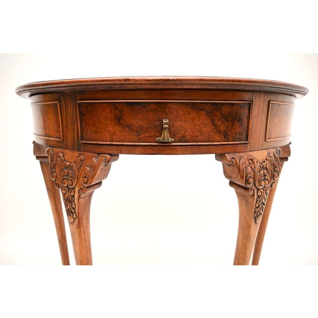 Antique Burr Walnut Console Table, 1900 For Sale - Image 9 of 11