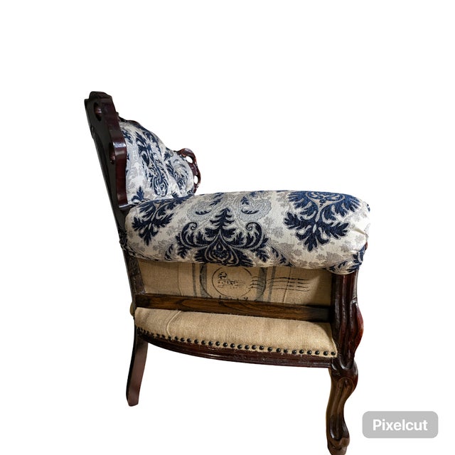 Vintage Hand Carved Italian Deconstructed Upholstered Armchair For Sale - Image 4 of 8