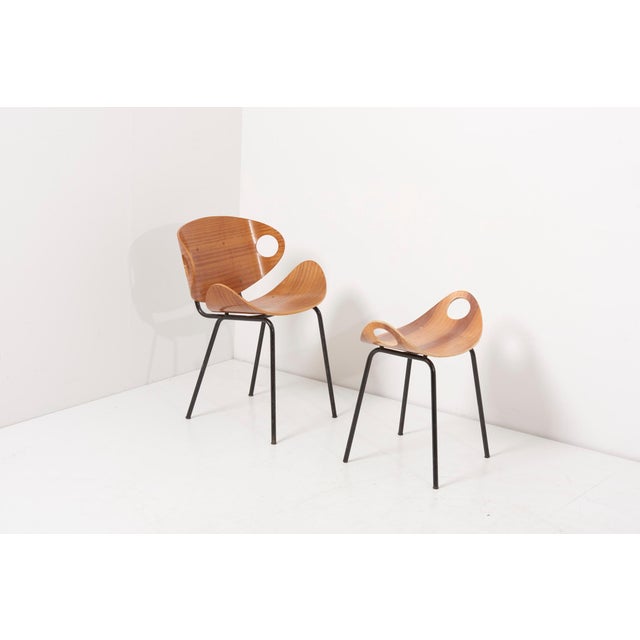 Set of Chair and Stool by Olof Kettunen for Merivaara, Finland, 1950s For Sale - Image 12 of 13