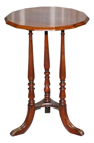 Hexagon Side Table in Hardwood with Curved Spade Feet