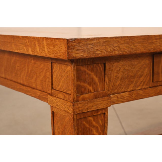 Arts & Crafts Style Large Oak Library Table For Sale - Image 15 of 18